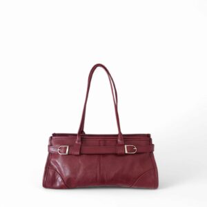 Kemer Detaylı Bordo Vintage Baget Çanta